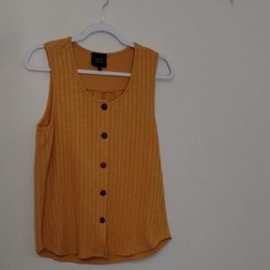 W5 Orange Ribbed Tank Top with Buttoned Front